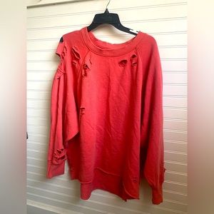 XL Distressed Aerie Salmon Colored Crewneck